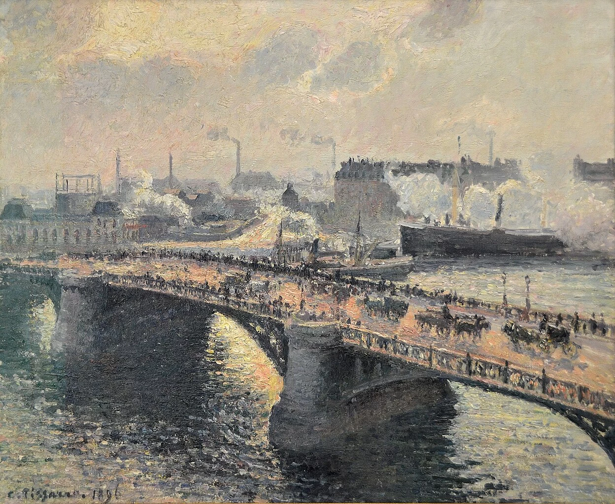 Il ponte Boïeldieu a Rouen, tramonto, tempo nebbioso, 1896 - Museo delle Belle Arti di Rouen